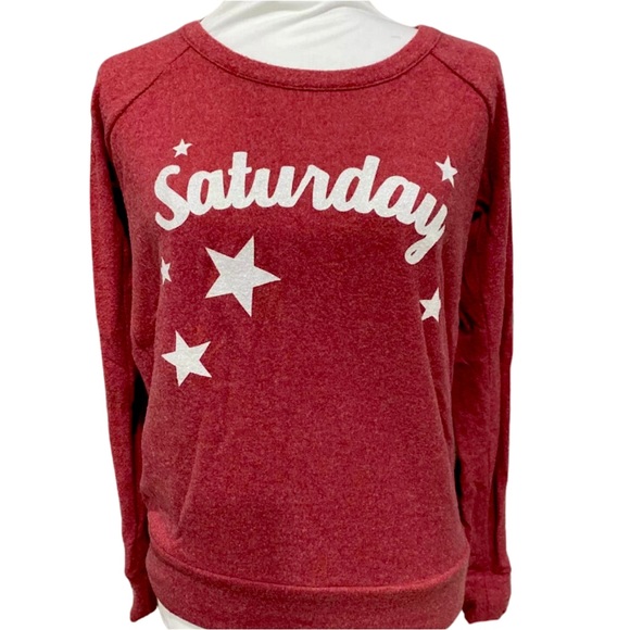 Chaser Saturday Washed Red Sweatshirt Size XS - Picture 2 of 9